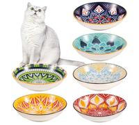 Radsocken 6 PCS Cat Bowls Ceramic, 5.5 Inches Cat Dishes and Bowl Wide Shallow Cat Food Bowls, Colorful Anti Whisker Fatigue Kitten Feeding Dishes Cats Plates for Indoor Cats Kitten