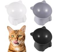 Radsocken Anti Vomit Cat Feeding System - 3PCS Elevated Cat Bowls with Stand, 15 Tilted Neck Protective Feeder