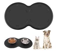 Radsocken Dog & Cat BowlMat & Non-Slip Waterproof Silicone Feeding Mat for Pets, Keeps Floors Clean (Black)