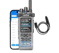 Radtel RT-950 PRO Ham Radio GPS/APRS, 10W Walkie Talkie Long Range Handheld Two Way Radio, SW/MW/LW RX, Bluetooth APP Programming, NOAA, Spectrum Analyzer,Transparente (with Programming Cable)
