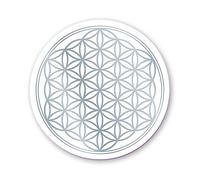Raduly Drinks Coaster - Flower of Life Mandala Silver, Round, Diameter 140 mm, Plastic