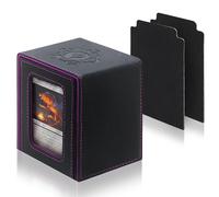 RADWIMPS Card Deck Box For MTG Commander Deck, Fits 100+ Cards, Magnetic Card Box Organizer With 2 Dividers & Window Display, Perfect for Magic Commander TCG, CCG Cards (Black&Purple)