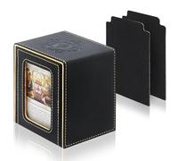 RADWIMPS Card Deck Box For MTG Commander Deck, Fits 100+ Cards, Magnetic Card Box Organizer With 2 Dividers & Window Display, Perfect for Magic Commander TCG, CCG Cards (Black&Yellow)