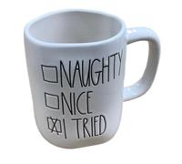 Rae Dunn Christmas Mug, White - Naughty Nice I Tried Santa's Checklist