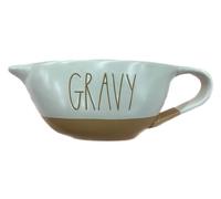 Rae Dunn Gravy Boat, GRAVY - Brown & White with Handle and Pour Spout, 9.5L x 4.5W x 3.5H inches