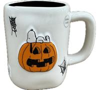 Rae Dunn Halloween Peanuts Ceramic Mug - Sleeping On Pumpkin