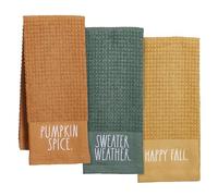 Rae Dunn Hand Towels, Embroidered Decorative Kitchen Towel for Kitchen and Bathroom, 100% Cotton, Highly Absorbent, 3 Pack, 16 x 26 Inch, Embroidered Sweater Weather