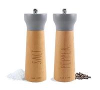 Rae Dunn Salt and Pepper Grinder Set of 2 - Bamboo Sea Salt Pepper Grinder - Classy Salt and Pepper Shakers - Pepper Mill & Salt Mill, Gray