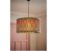 Rae Pleated Stripe Neutral Drum Easy Fit Light Lamp Shade with Bulb ValueLights Natural Large