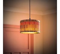 Rae Pleated Stripe Neutral Drum Easy Fit Light Lamp Shade with Bulb ValueLights Natural Small