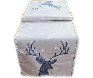 Raebel Table Runner Embroidery Deer Christmas Decoration. Christmas Tablecloth. Table Decoration. Table Cloth 40 x 85 cm