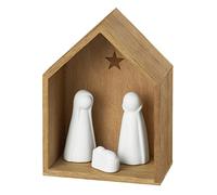 Räder Kleine Krippe 5.5x11.8x9cm - Acacia Wood & White Porcelain - Minimalist Nativity - Christmas