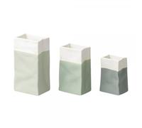 Räder Set of 3 mini vases porcelain bags, unglazed in green tones, height: 6 cm, 8 cm and 9 cm, 17449