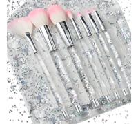 RAEEIKPHZ Travel Makeup Brush Set White,Foundation Grey Transparent Unique Liquid Flows Handle Blush Powder Fan Lip Eye Shadow Blender Eyebrow Brush Sets for Girls Lady Gift Present