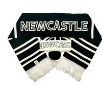 RAEES® Knitted Scarf & Hat for The Magpies Fans - Soft, Warm set with Bold White/Blue Fringe, Embroidered Logo - Perfect for Football Supporters (2, White Fringe Scarf & Hat)