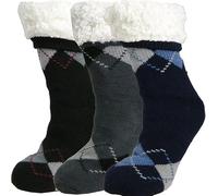 RAEES® Men 1 Pair, Heat Insulated Thermal Socks 4.7 Tog, Cosy Sherpa Lining Warm Slipper, Fluffy Socks, Ultra Relaxing, UK Size 6-11 (UK, Numeric, 6, 11, Regular, Regular, 1, Grey Argile Design)