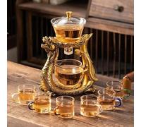 RAEF Chinese Dragon Glass Teapot Magnetic Diversion Rotating Cover Bowl Water Tea Cup Lucky Pu'er Oolong Drinkware