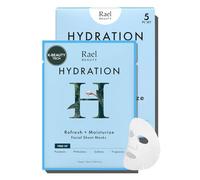 Rael Hydration Face Mask - Korean Skincare for Glass Skin, Hyaluronic Acid, Fruit Extracts, Hydrating & Moisturizing, Super Soft Bamboo Sheet, Free of Fragrance & PEGs, Vegan, Cruelty Free (5 Sheets)