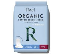 Rael Incontinence Liners for Women, Organic Cotton Cover - Postpartum Essential, Moderate Absorbency, Bladder Leak Control, 4 Layer Core with Leak Guard Technology, (Long, 36 Count)