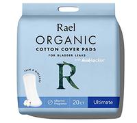 Rael Incontinence Pads for Women, Organic Cotton Cover, Postpartum Essential, Heavy Absorbency, Bladder Control, 4-Layer Core with Leak Guard Technology, Long Length (Ultimate, 20 Count)