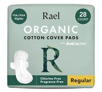 Rael Organic Cotton Cover Pads - Regular Absorbency, Unscented, Ultra Thin Pads with Wings for Women (Regular, 28 Count)