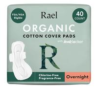 Rael Organic Cotton Cover Sanitary Towels, Heavy Flow (Overnight, 40 Count)