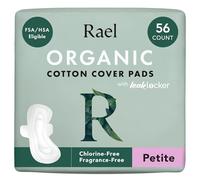 Rael Organic Cotton Cover Sanitary Towels, Light Flow (Petite, 56 Count)