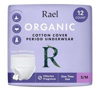 Rael Period Pants for Women, Organic Cotton Cover Disposable Underwear - Postpartum Essentials, Ultimate Absorbency, Maximum Coverage for Overnight, Vegan, Cruelty Free (Size S-M, 12 Count)