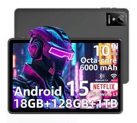 Raemond Tablet 10 inch Android 15 Tablets, 18GB RAM 128GB ROM 1TB Expand, Octa-Core Processor, 1280x800 LCD Touch Screen,WiFi 5, Dual Camera, BT5.0, 6000mAh Battery (Black)