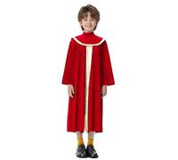 Raenseen Kids Boys Girls Choir Robe Metallic Long Sleeve Church Judge Baptism Graduation Gown Worship Praise Dancewear Red 5-6 Years