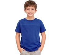 Raenseen Kids Boys Post Shoulder Surgery Recovery Shirts Full Tear Away Short Sleeve Chemo Port Access Shirt Patient Clothing Blue 7-8 Years