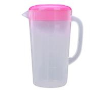 Raenseen Large Capacity Water Pitcher Jug Measuring Food Grade Plastic Pitcher Jug with Lid for Beer Pink 2000ml