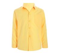 Raenseen Little Big Girls Boys School Uniform Oxford Dress Shirts Long Sleeve Button Down Collared Tops Regular Fit Blouse Yellow 7-8 Years