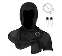 Raenseen Medieval Renaissance Cowl Cloak Cape Post Apocalyptic Hooded Shawl Scarf Gothic Fabric Night Accessory Black One Size