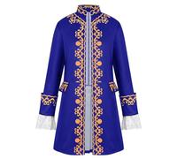Raenseen Mens 18th Century Victorian Tailcoat Colonial Military Costume Vintage Open Front Jacket Blue XL