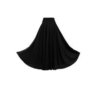 Raenseen Womens Long Full Circle Dance Skirt Flamenco Waltz Standard Ballroom Dance Fancy Training Skirt Black 5XL