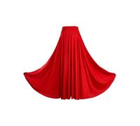 Raenseen Womens Long Full Circle Dance Skirt Flamenco Waltz Standard Ballroom Dance Fancy Training Skirt Red 5XL