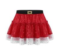 Raenseen Women's Red Shiny Sequins Short Skirt Santa Lightweight Elf Running Tutu Dance Skirt Red M