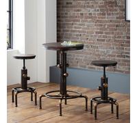 raewyn pipework bar set in brushed copper and rustic elm