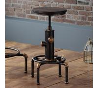 raewyn pipework bar stool in brushed copper and rustic elm