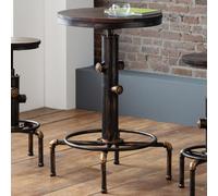 raewyn pipework bar table in brushed copper and rustic elm