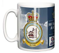 RAF 501 Squadron RAUXAF Ceramic Mug, Crest Motto, Brize Norton Base Station Royal Air Force