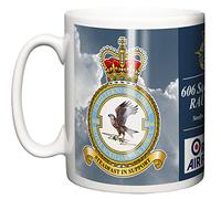 RAF 606 Squadron RAUXAF Ceramic Mug, Crest Motto, Benson Base Station Royal Air Force
