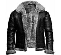 RAF AVIATOR BOMBER FLYING PILOT AIRFORCE FUR SHEEPSKIN SHEARLING LEATHER JACKET GENUINE LEATHER MEN’S SHEARLING LEATHER JACKET (UK, Alpha, XXL, Regular, Regular, BLACK)