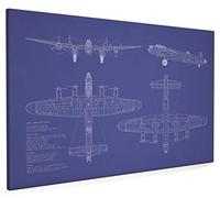 RAF Avro Lancaster Bomber Blueprint WWII, Canvas Art Print, 22x34 inch (A1) - 133