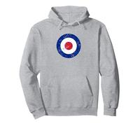 RAF Military Roundel Tees: Pilot Target T-Shirt Pullover Hoodie, Adult Unisex, Heather Grey, XX-Large
