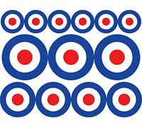 RAF MOD Roundel Target Self adhesive stickers pack of 13 stickers - 3 x 63mm, 4 x 48mm, 6 x 32mm