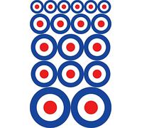 RAF MOD Roundel Target Self adhesive stickers pack of 18 stickers - 2x 100mm, 6 x 63mm, 4 x 48mm, 6 x 32mm