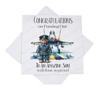 RAF Passing Out Card, Royal Air Force Passing Out Congratulations Card for Son, Coloured Fighter Jet