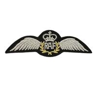 RAF Pilot Wings Patch Iron Sew On Royal Air Force Uniform Embroidered Badge WW2